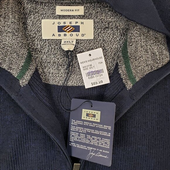 Joseph Abboud Softest Colorblock Stripe Quarter Zip Sweater Mens 2XLT - Picture 10 of 11